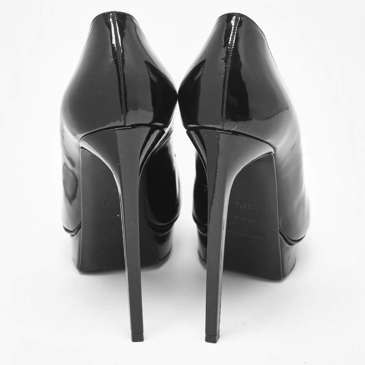 Pre Owned Saint Laurent Black Patent Leather Platform Pumps Size 39.5