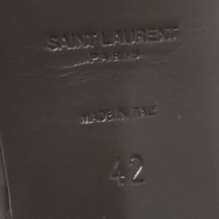 Pre Owned Saint Laurent Grey Leather Tribute Platform Sandals Size 42