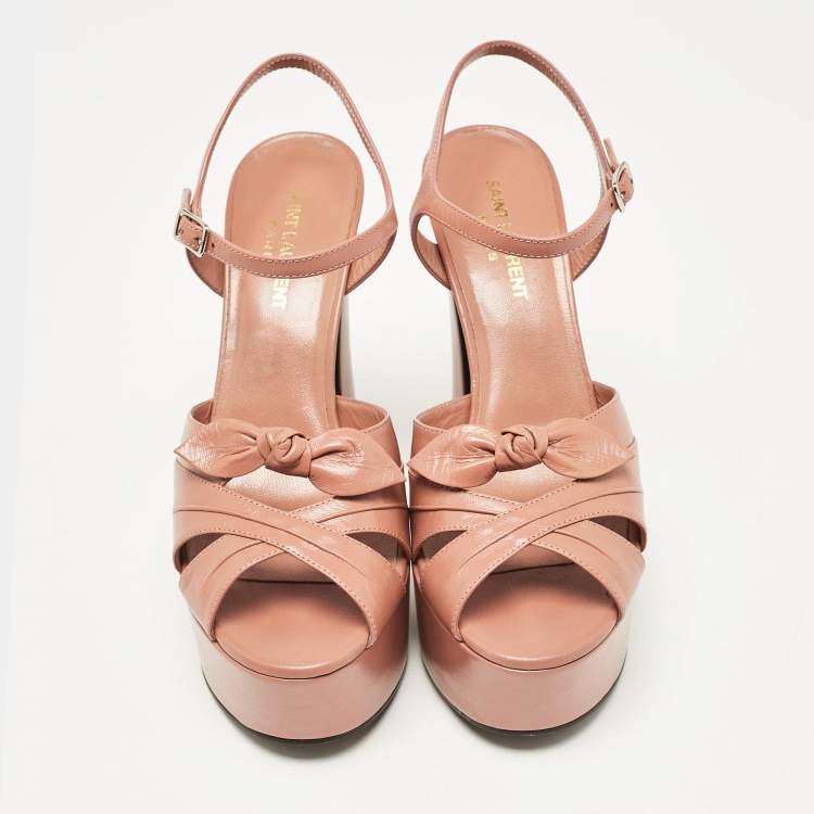 مملوكة مسبقًا Saint Laurent Dusty Pink Leather Candy Platform Sandals Size 38