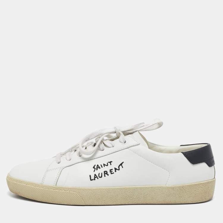 Pre Owned Saint Laurent  White Leather Court Classic SL/06 Sneakers Size 40.5