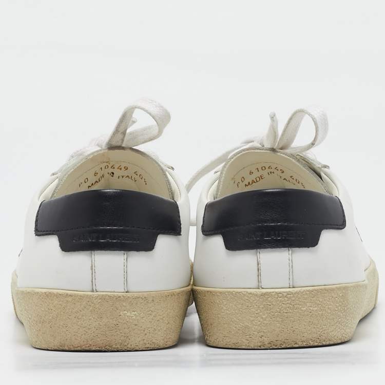 Pre Owned Saint Laurent  White Leather Court Classic SL/06 Sneakers Size 40.5