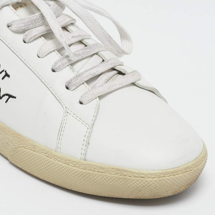 Pre Owned Saint Laurent  White Leather Court Classic SL/06 Sneakers Size 40.5