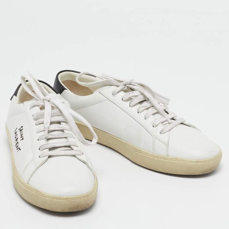 Pre Owned Saint Laurent  White Leather Court Classic SL/06 Sneakers Size 40.5