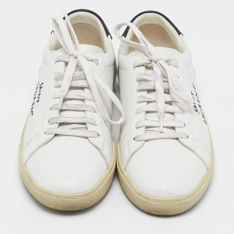 Pre Owned Saint Laurent  White Leather Court Classic SL/06 Sneakers Size 40.5