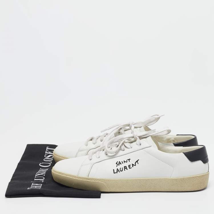 Pre Owned Saint Laurent  White Leather Court Classic SL/06 Sneakers Size 40.5