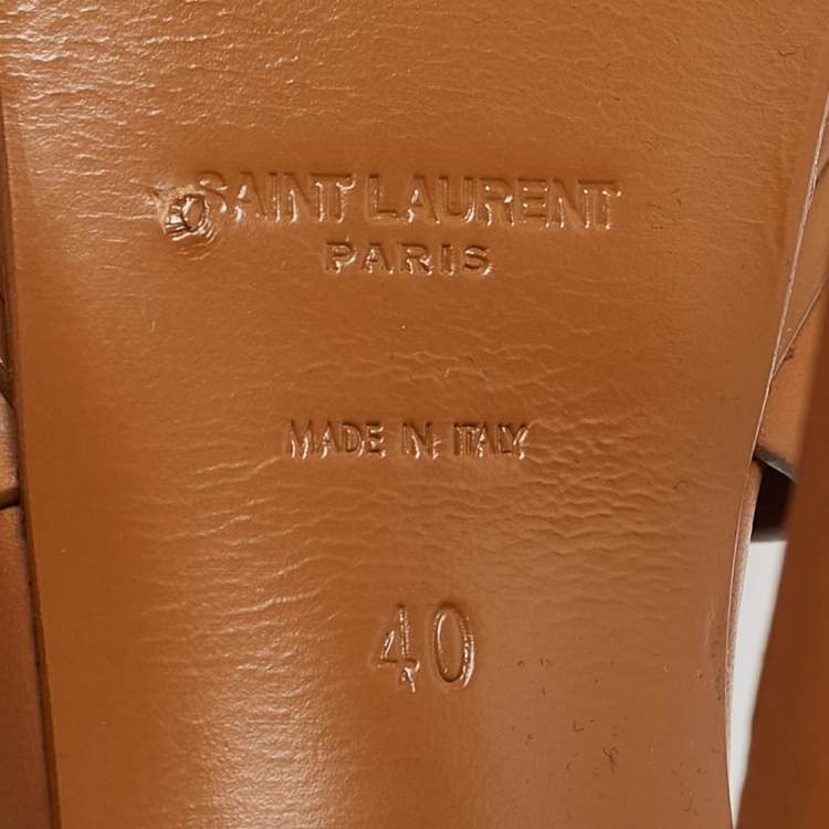 Pre Owned Saint Laurent Brown Leather Tribute Sandals Size 40