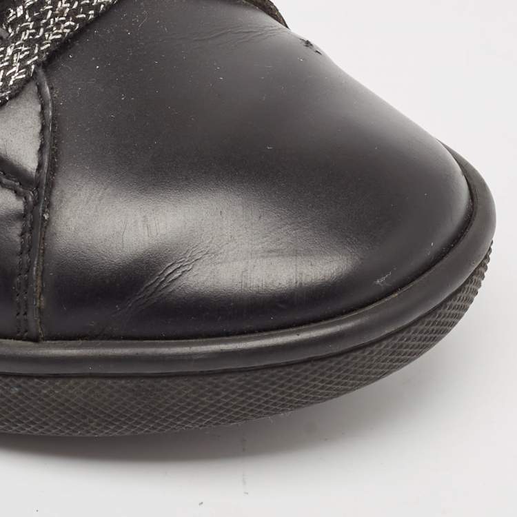 Pre Owned Saint Laurent Black Leather Ayers Signature Court Lips Sneakers Size 37 