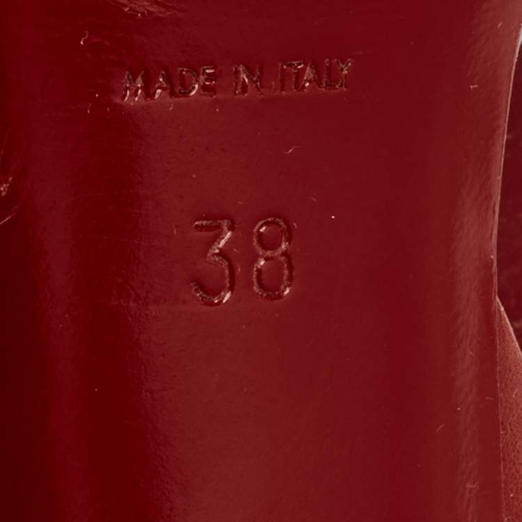 مملوكة مسبقًا Saint Laurent Red Leather Tribute Platform Sandals Size 38