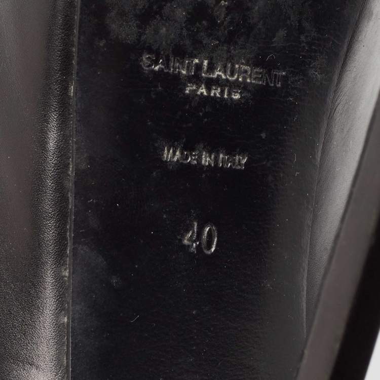 Pre Owned Saint Laurent Black Leather and Patent Leather Tribtoo Platform Pumps Size 40