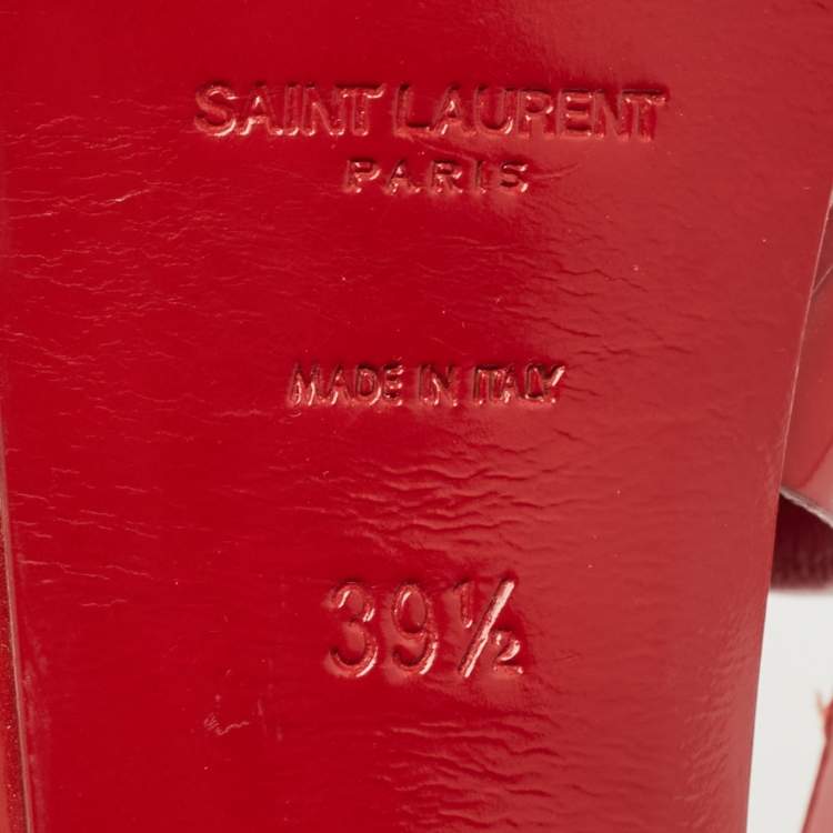 مملوكة مسبقًا Saint Laurent Red Leather Tribute Platform Sandals Size 39.5