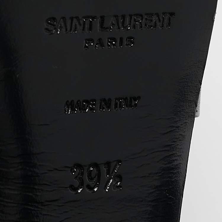 Pre Owned Saint Laurent Grey Leather Tribute Sandals Size 39.5