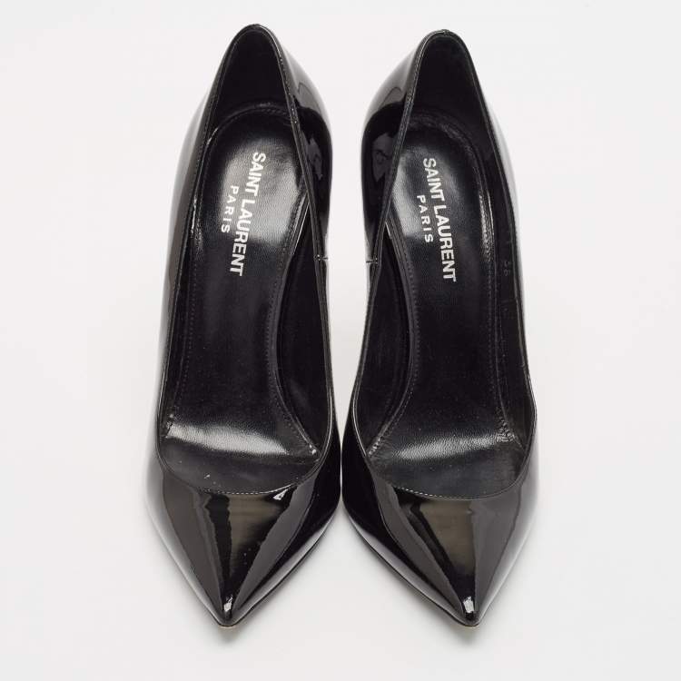 Pre Owned Saint Laurent Black Patent Leather Opyum Pumps Size 38