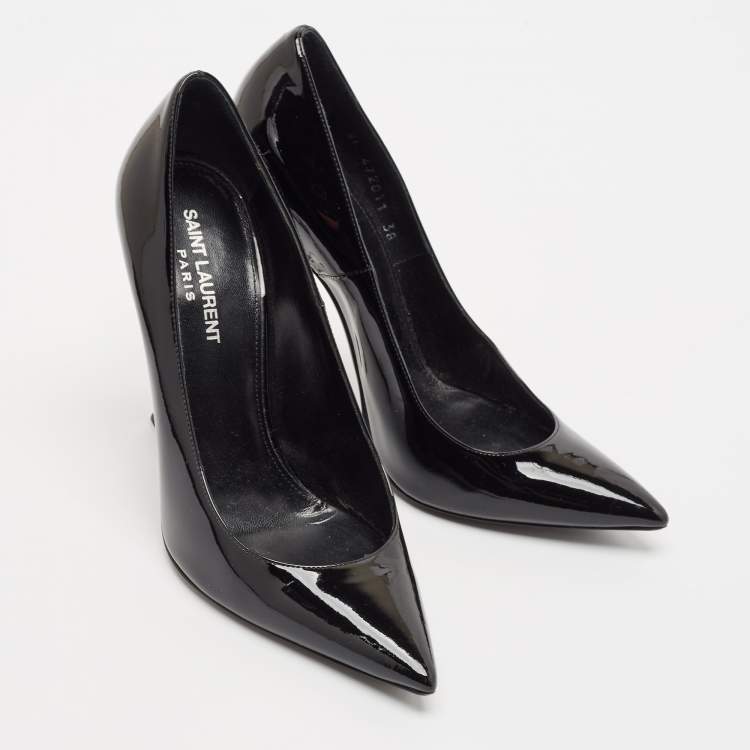 Pre Owned Saint Laurent Black Patent Leather Opyum Pumps Size 38