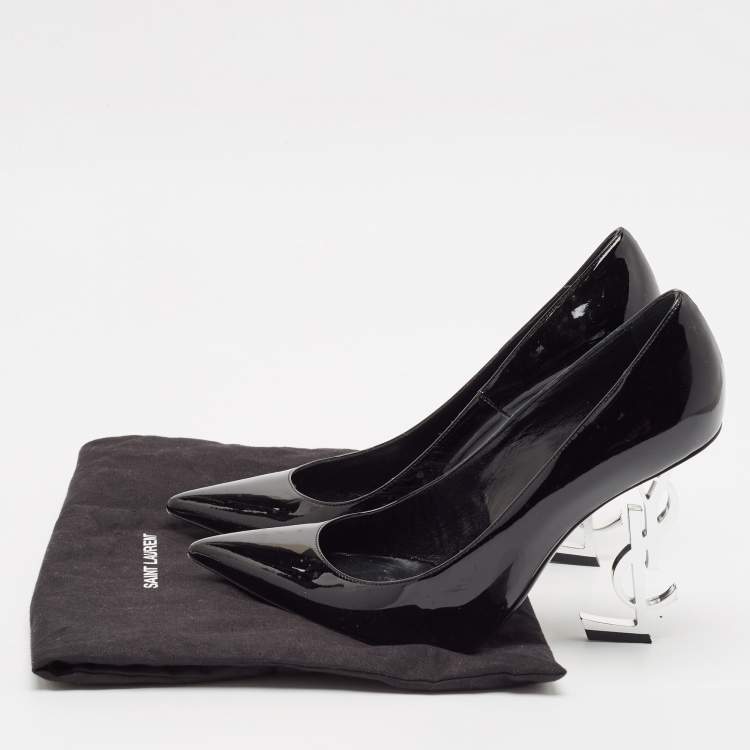 Pre Owned Saint Laurent Black Patent Leather Opyum Pumps Size 38