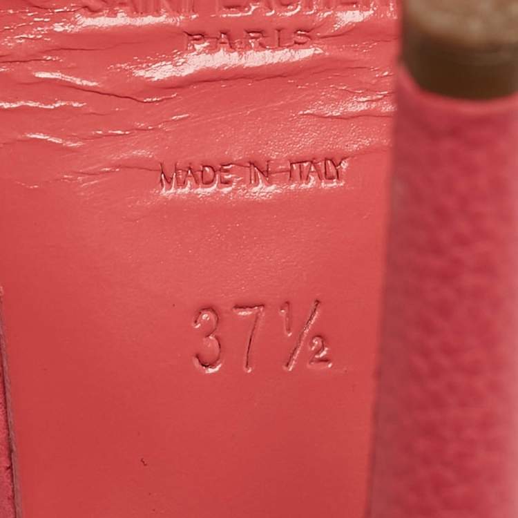 Pre Owned Saint Laurent Pink Leather Tribute Sandals Size 37.5