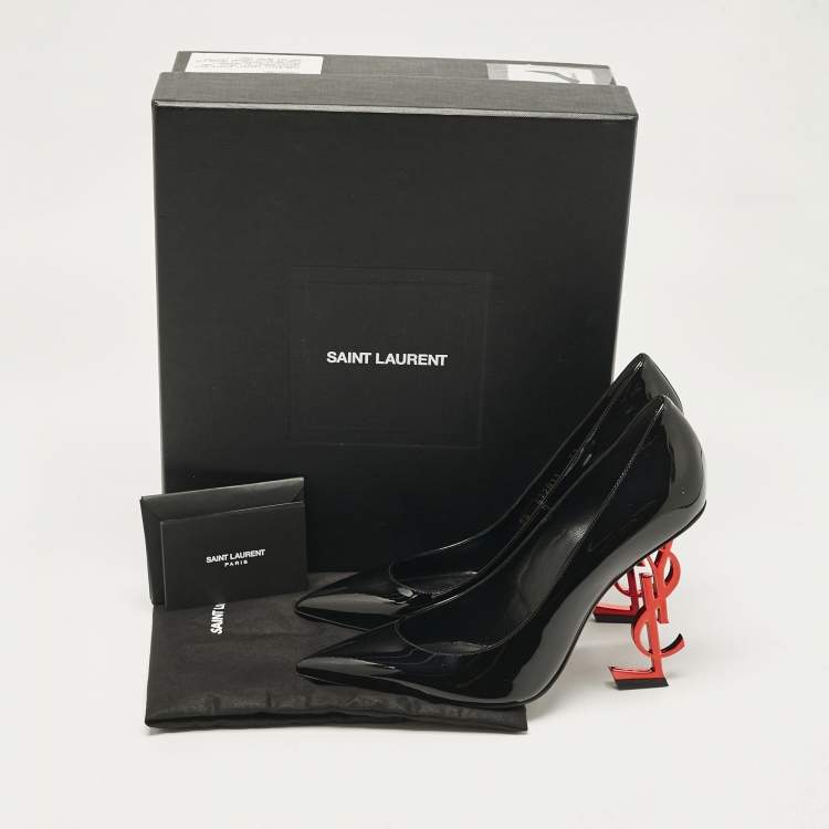 Pre Owned Saint Laurent Black Patent Leather Opyum Pumps Size 37
