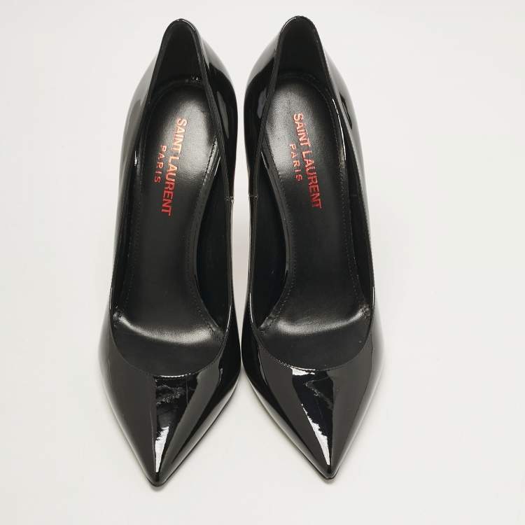 Pre Owned Saint Laurent Black Patent Leather Opyum Pumps Size 37