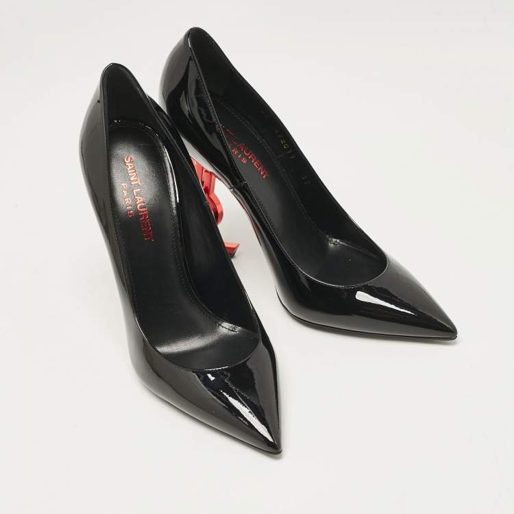 Pre Owned Saint Laurent Black Patent Leather Opyum Pumps Size 37