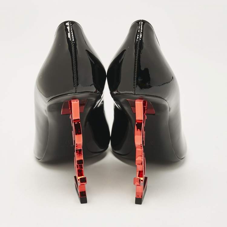 Pre Owned Saint Laurent Black Patent Leather Opyum Pumps Size 37