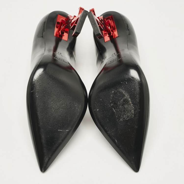 Pre Owned Saint Laurent Black Patent Leather Opyum Pumps Size 37