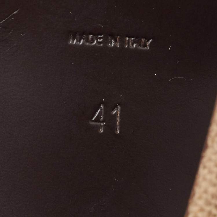 Pre Owned Saint Laurent Brown Leather Tribute Platform Sandals Size 41