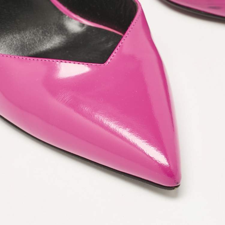 Pre Owned Saint Laurent Pink Patent Leather Pointed Toe Pumps Size 39