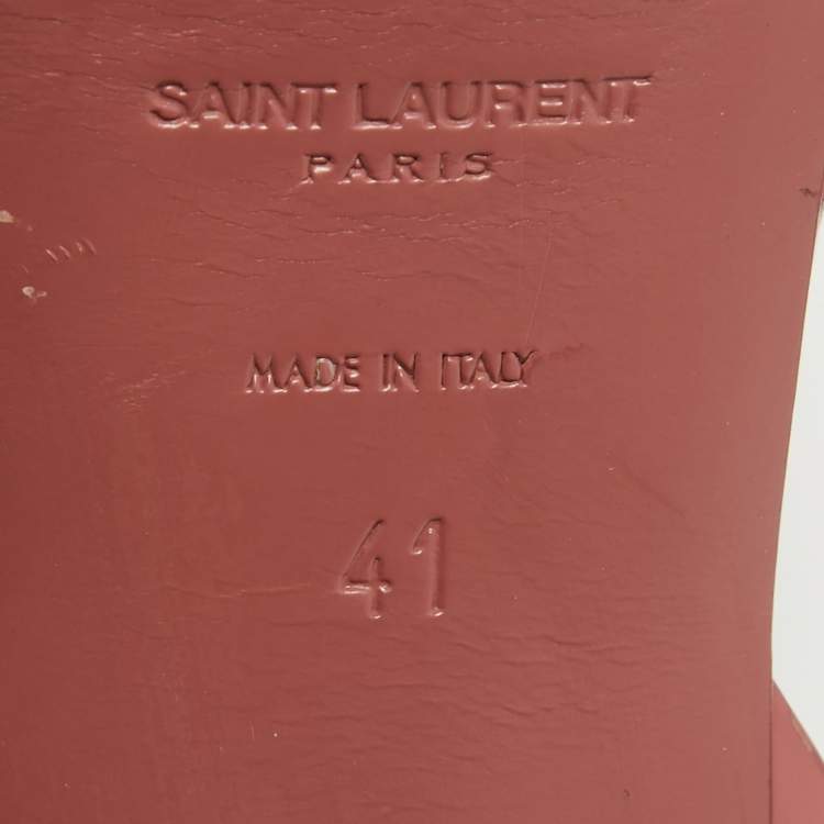 Pre Owned Saint Laurent Pink Patent Leather Tribute Sandals Size 41