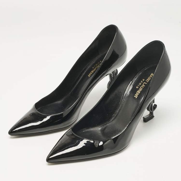 Pre Owned Saint Laurent Black Leather Opyum Pointed Toe Pumps Size 38.5