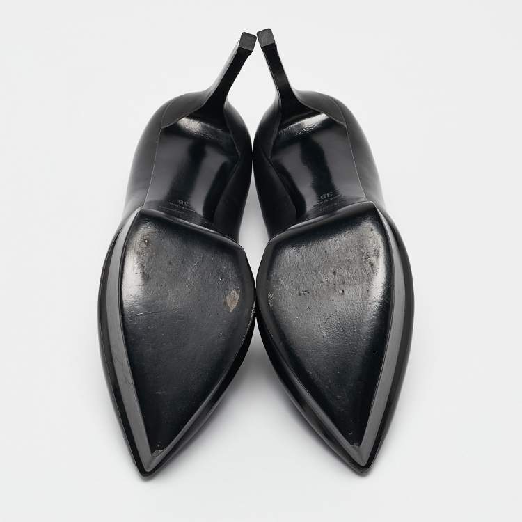 Pre Owned Saint Laurent Black Leather Janis Pumps Size 36