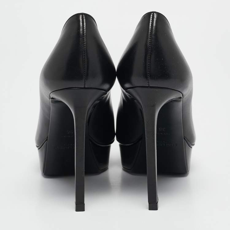 Pre Owned Saint Laurent Black Leather Janis Pumps Size 36
