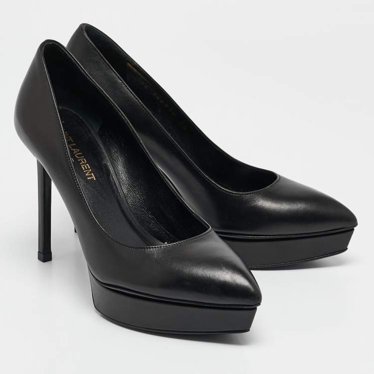 Pre Owned Saint Laurent Black Leather Janis Pumps Size 36