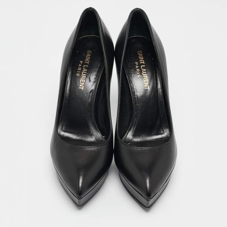 Pre Owned Saint Laurent Black Leather Janis Pumps Size 36