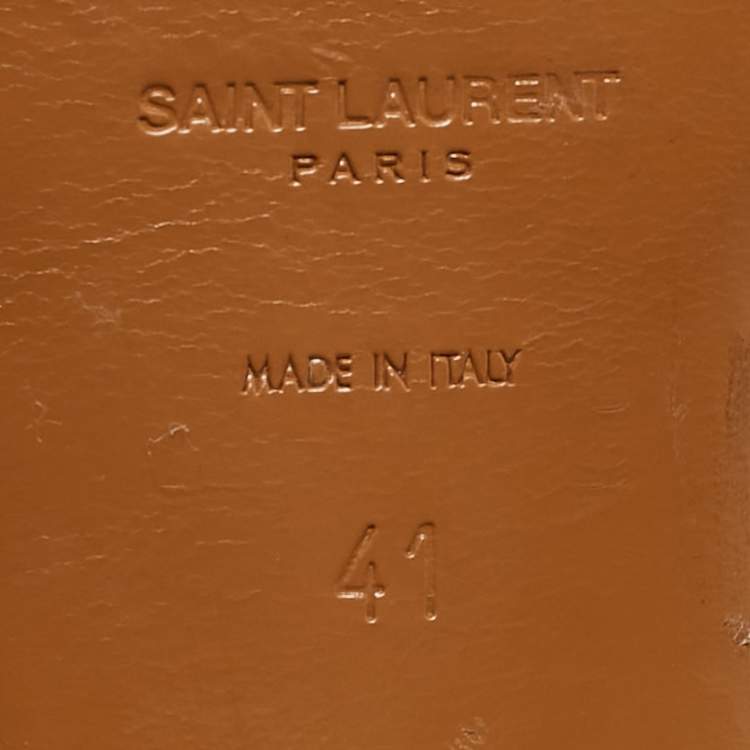 Pre Owned Saint Laurent Brown Leather Tribute Sandals Size 41