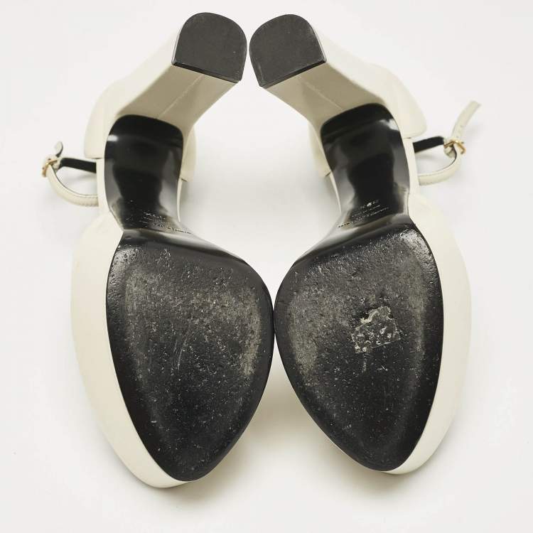 Pre Owned Saint Laurent White Leather Jodie Platform Sandals Size 39.5