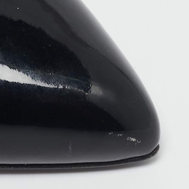 Pre Owned Saint Laurent Black Patent Leather George Slingback Pumps Size 38.5