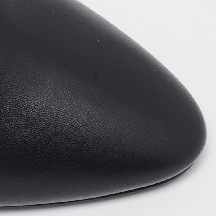 Pre Owned Saint Laurent Black Leather Lou Ankle Boots Size 37
