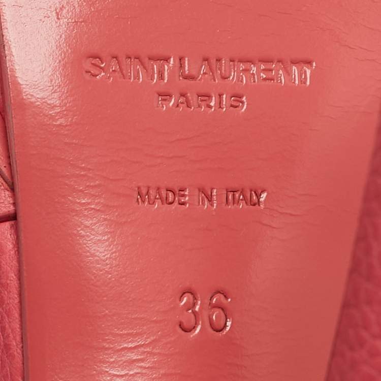 Pre Owned Saint Laurent Coral Pink Leather Tribute Sandals Size 36