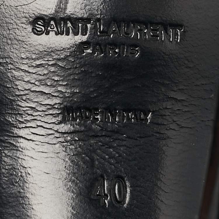 Pre Owned Saint Laurent Black Patent Leather Tribute Platform Ankle Strap Sandals Size 40