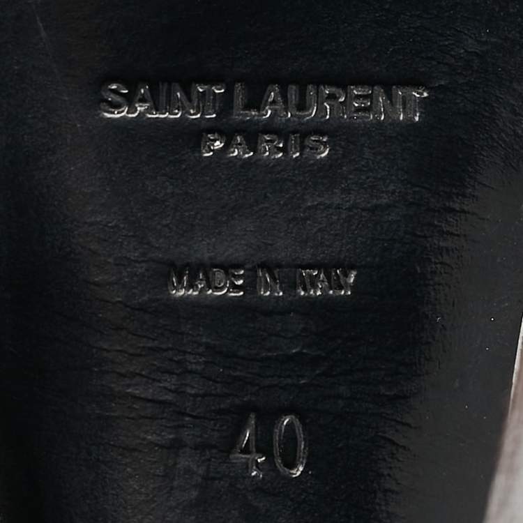 Pre Owned Saint Laurent Silver Leather Tribute Platform Sandals Size 40