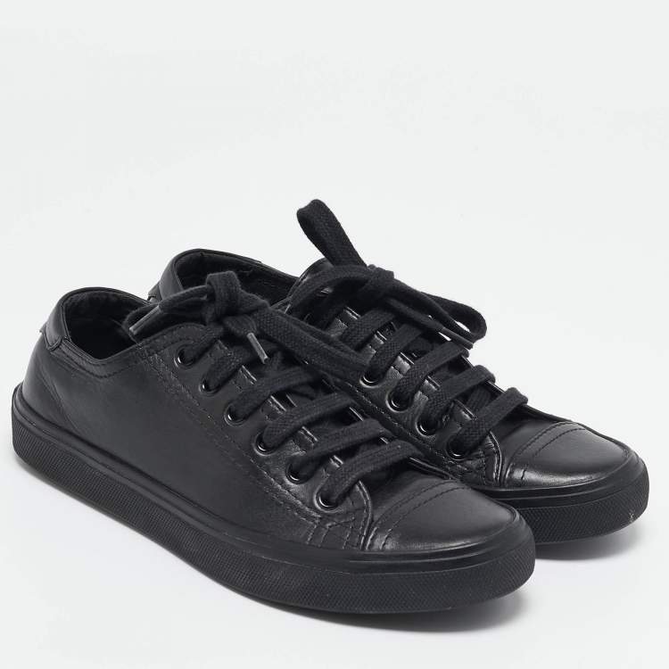 Pre Owned Saint Laurent Black Leather Bedford Sneakers Size 36