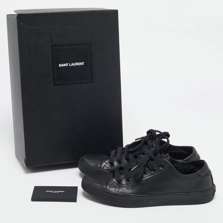 Pre Owned Saint Laurent Black Leather Bedford Sneakers Size 36