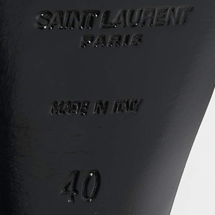 مملوكة مسبقًا Saint Laurent  Metallic Croc Embossed Leather Tribute Platform Sandals Size 40