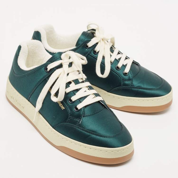 Pre Owned Saint Laurent Green Satin SL/61 Low Top Sneakers Size 37