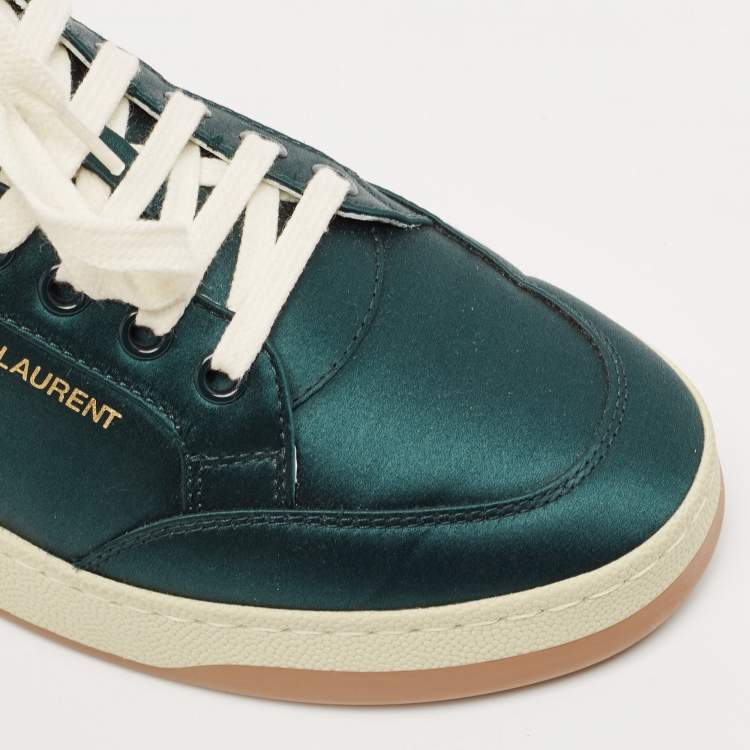 Pre Owned Saint Laurent Green Satin SL/61 Low Top Sneakers Size 37