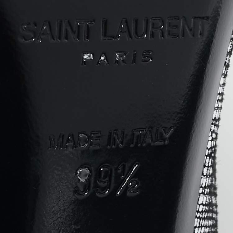 Pre Owned Saint Laurent Silver Texture Suede Opyum Pumps Size 39.5