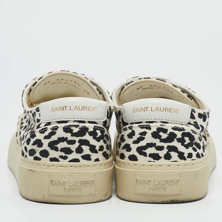 Pre Owned Saint Laurent White/Black Canvas Lace Up Sneakers Size 38