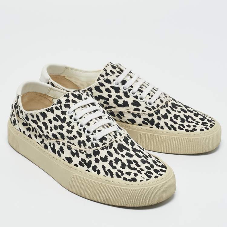 Pre Owned Saint Laurent White/Black Canvas Lace Up Sneakers Size 38