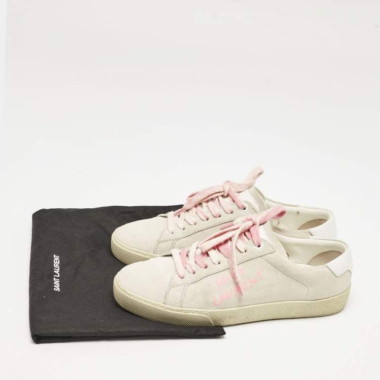 Pre Owned Saint Laurent Grey Suede Court Classic Low Top Sneakers Size 37.5