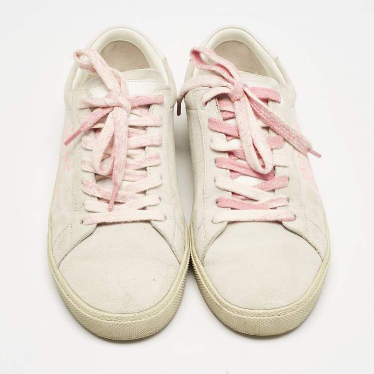 Pre Owned Saint Laurent Grey Suede Court Classic Low Top Sneakers Size 37.5