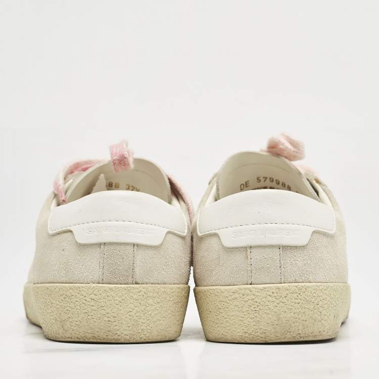 Pre Owned Saint Laurent Grey Suede Court Classic Low Top Sneakers Size 37.5